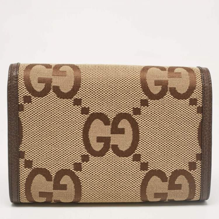 Pre Owned Gucci Brown/Beige Jumbo GG Canvas Dionysus Wallet On Chain
