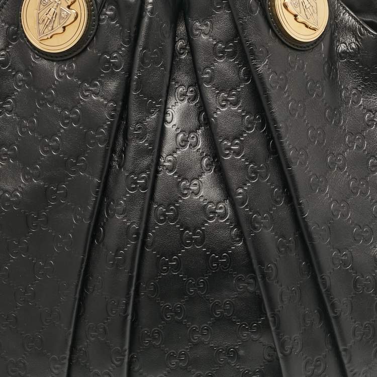 Pre Owned Gucci Black Guccissima Leather Large Hysteria Hobo