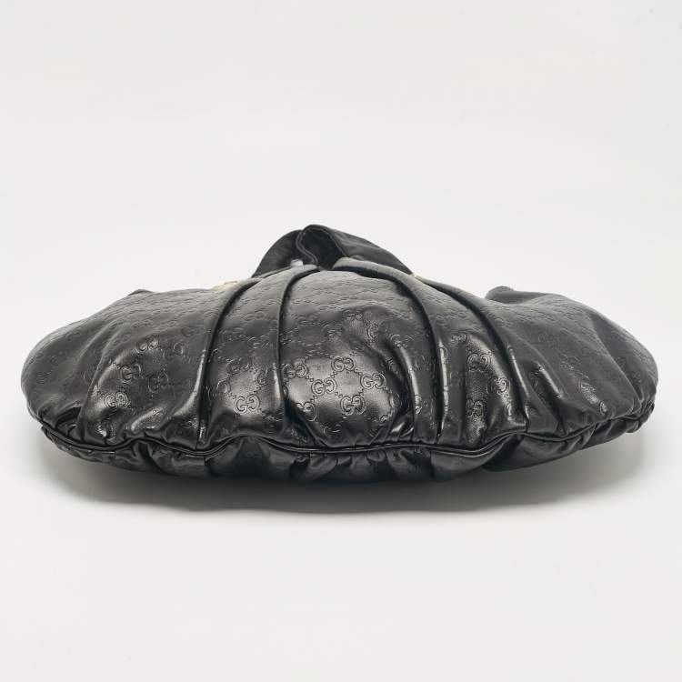 Pre Owned Gucci Black Guccissima Leather Large Hysteria Hobo
