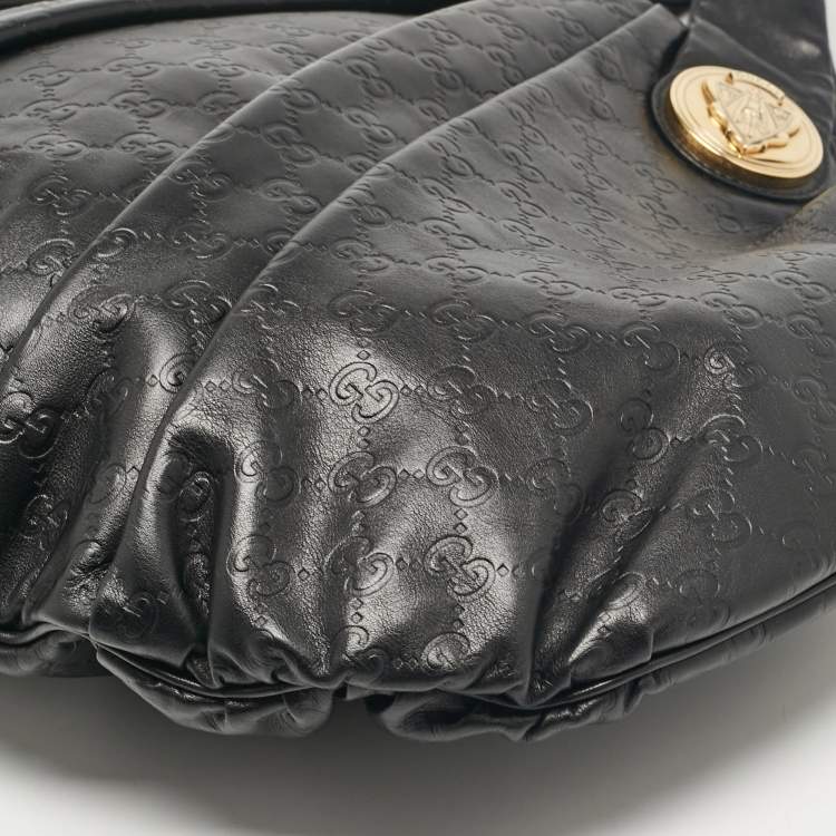 Pre Owned Gucci Black Guccissima Leather Large Hysteria Hobo