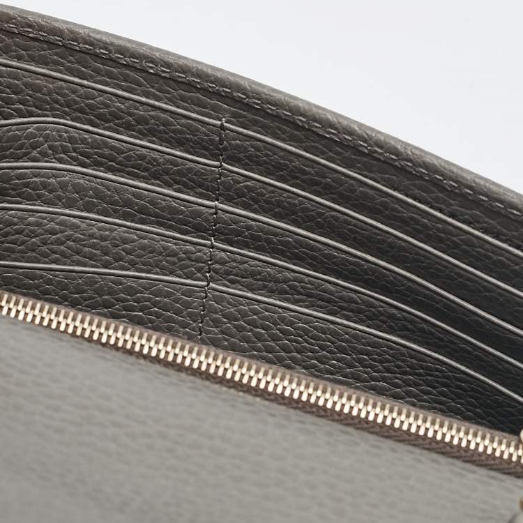 Pre Owned Gucci Grey Leather Leather Interlocking G Wallet On Chain