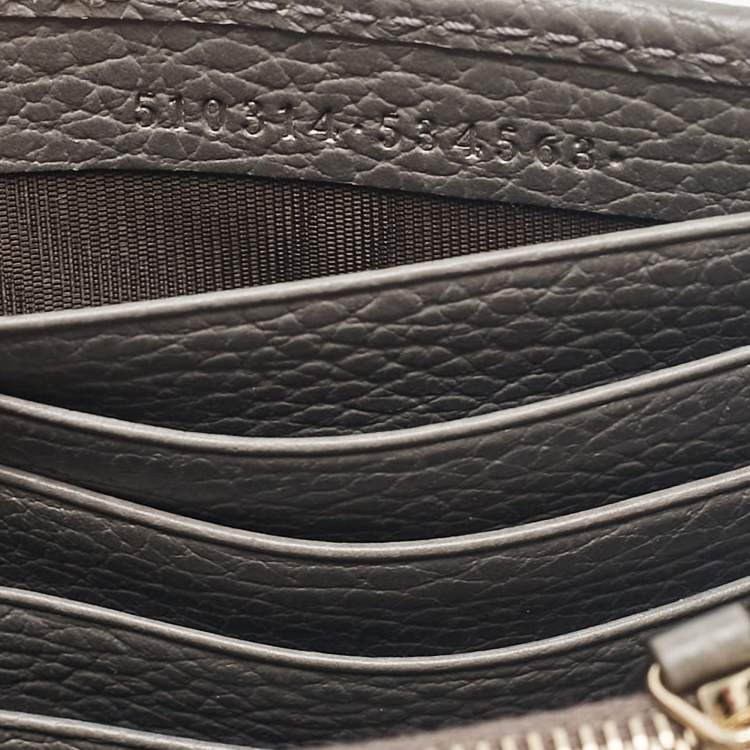 Pre Owned Gucci Grey Leather Leather Interlocking G Wallet On Chain