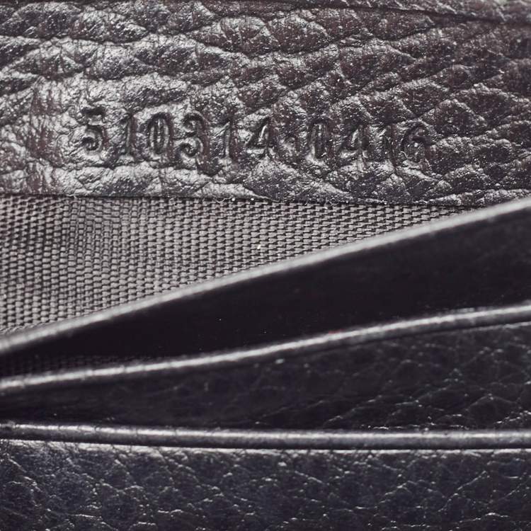 Pre Owned Gucci Black Leather Interlocking G Wallet On Chain