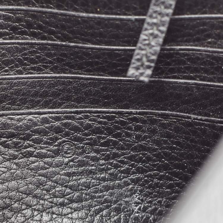 Pre Owned Gucci Black Leather Interlocking G Wallet On Chain