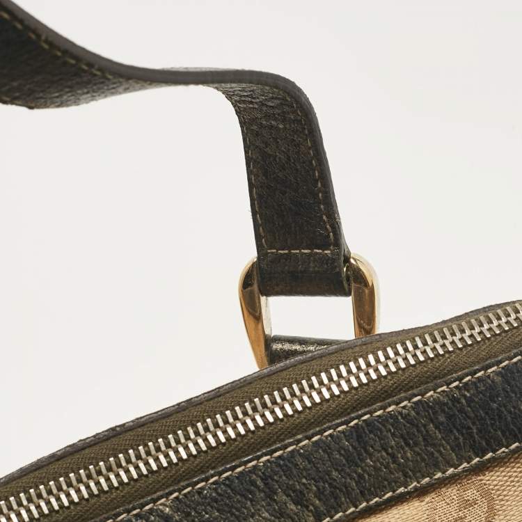Pre Owned Gucci Beige/Metallic GG Canvas and Leather Abbey D-Ring Tote