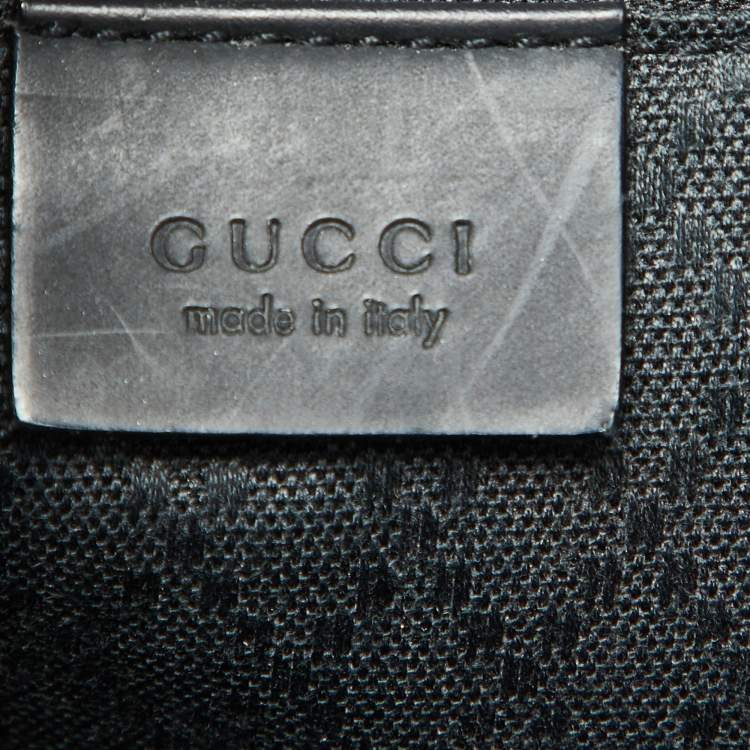 Pre Owned Gucci Black GG Nylon Bamboo Tote