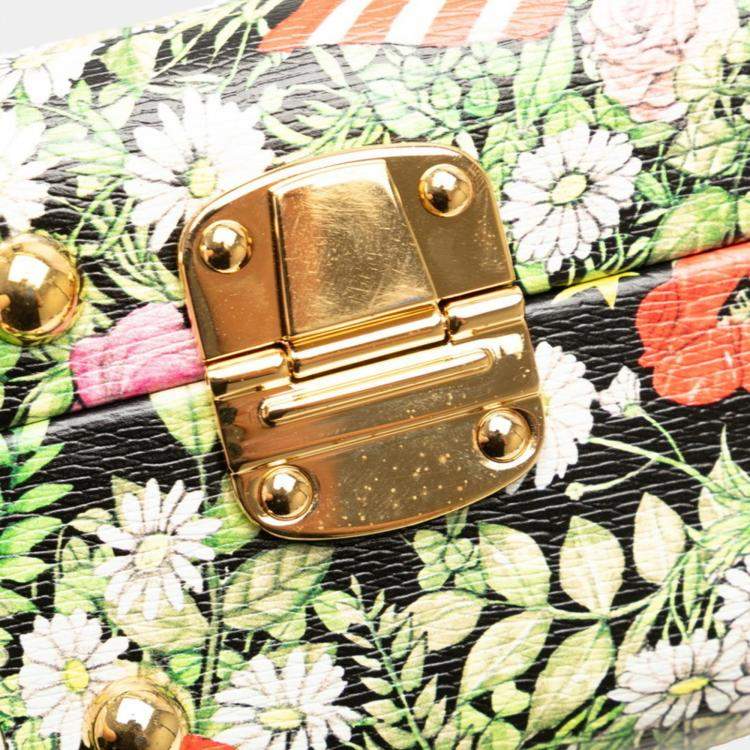 Pre Owned Gucci Ivory Multicolor Leather Trunk Case