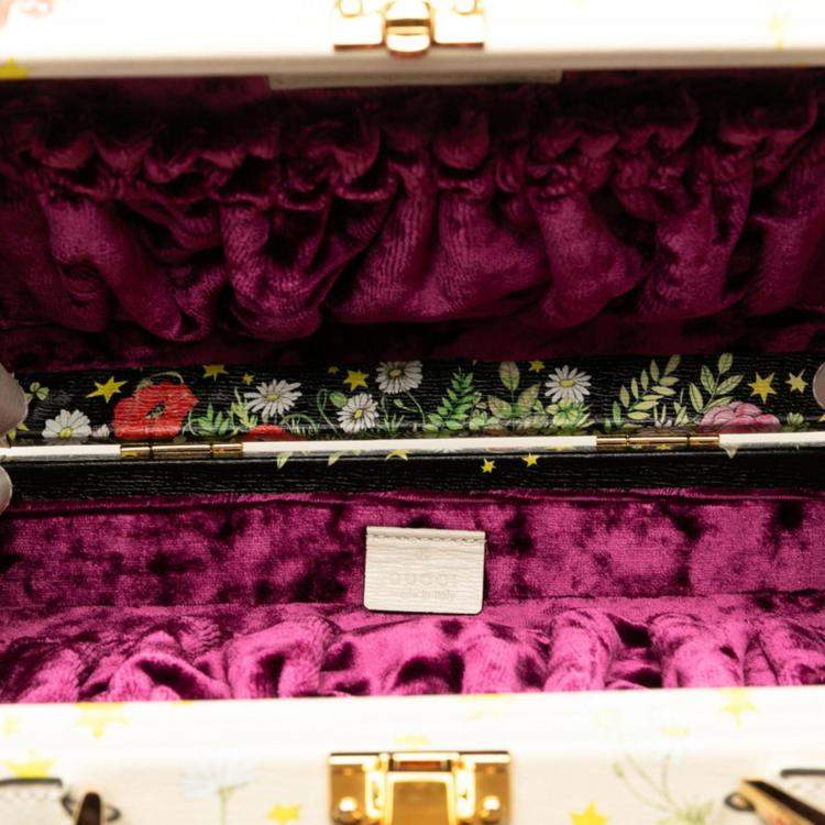 Pre Owned Gucci Ivory Multicolor Leather Trunk Case