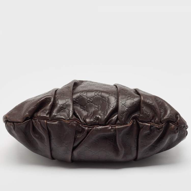 Pre Owned Gucci Dark Brown Guccissima Leather Large Hysteria Hobo