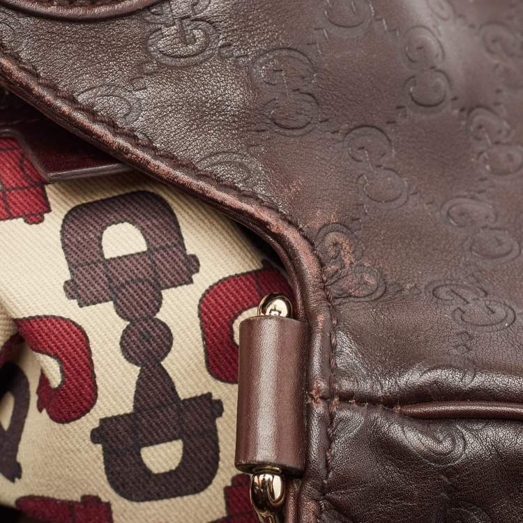 Pre Owned Gucci Dark Brown Guccissima Leather Large Hysteria Hobo