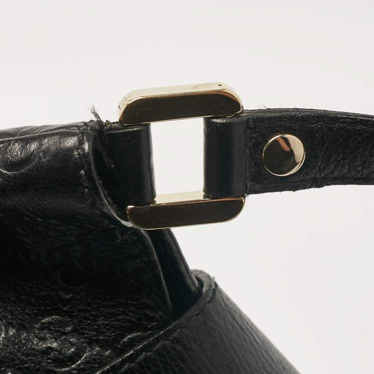 Pre Owned Gucci Black Guccissima Leather Medium New Ladies Web Hobo