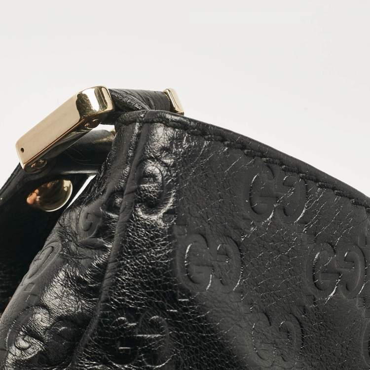 Pre Owned Gucci Black Guccissima Leather Medium New Ladies Web Hobo