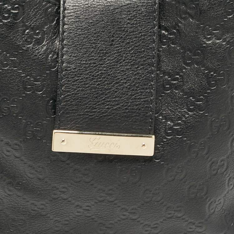 Pre Owned Gucci Black Guccissima Leather Medium New Ladies Web Hobo