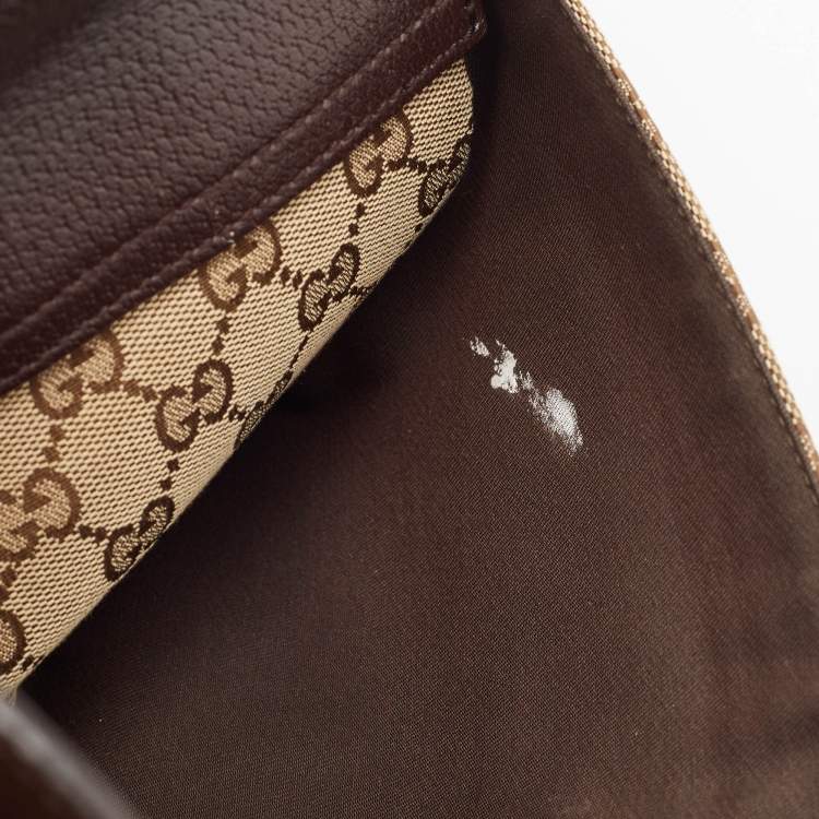 Pre Owned Gucci Dark Brown/Beige GG Canvas and Leather Messenger Bag