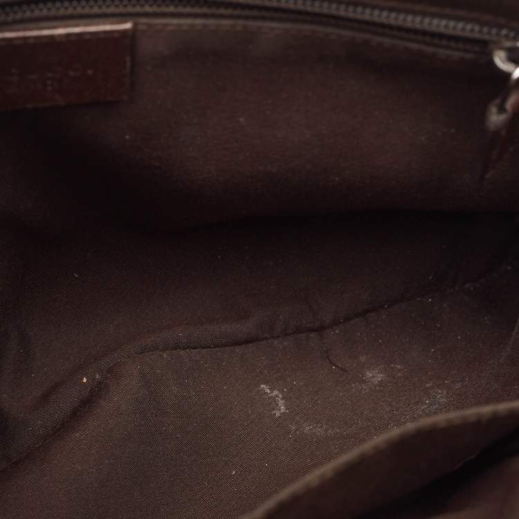 Pre Owned Gucci Dark Brown/Beige GG Canvas and Leather Messenger Bag