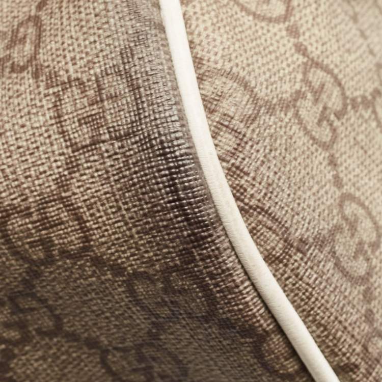 Pre Owned Gucci White/Beige GG Supreme Canvas Medium Italian GG Flap Boston Bag 