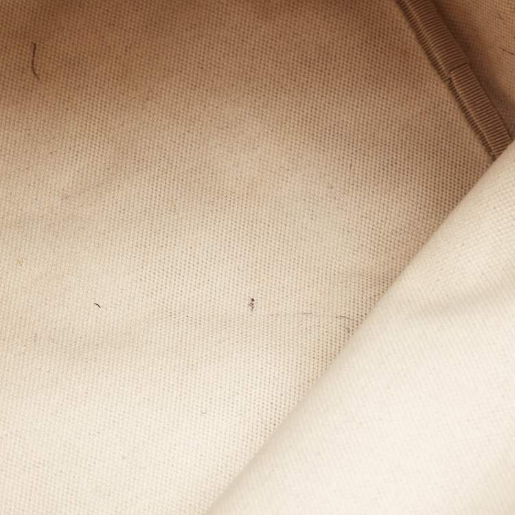 Pre Owned Gucci White/Beige GG Supreme Canvas Medium Italian GG Flap Boston Bag 