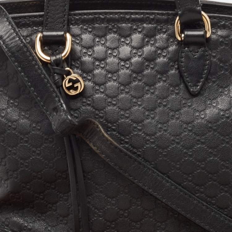 Pre Owned Gucci Black Guccissima Leather Small Bree Tote