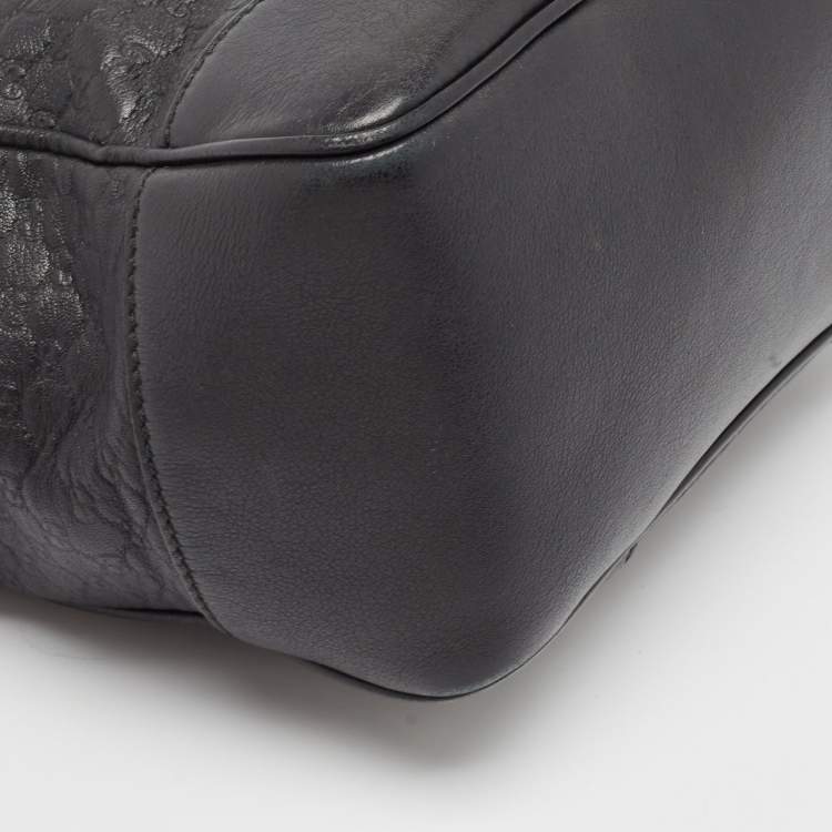 Pre Owned Gucci Black Guccissima Leather Small Bree Tote