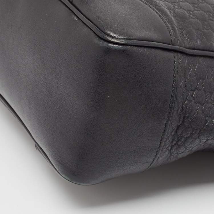 Pre Owned Gucci Black Guccissima Leather Small Bree Tote