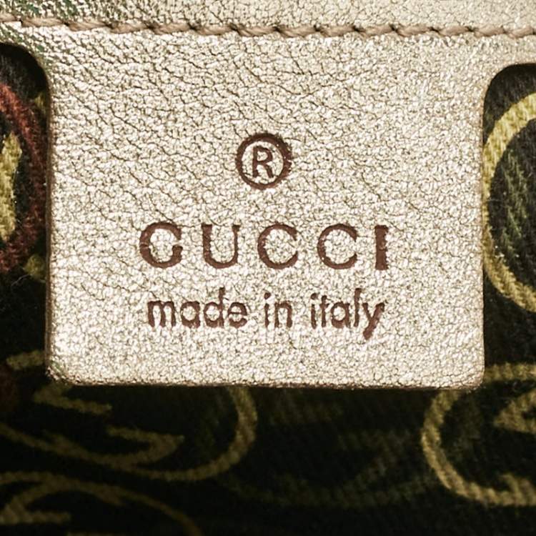 Pre Owned Gucci Gold Leather Britt Boston Bag