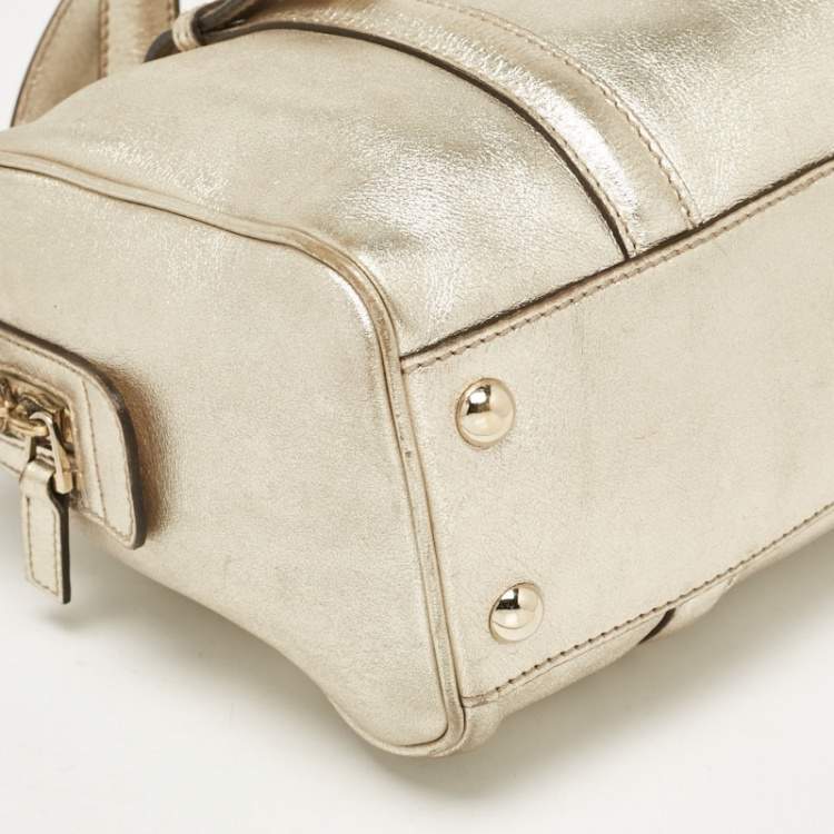 Pre Owned Gucci Gold Leather Britt Boston Bag