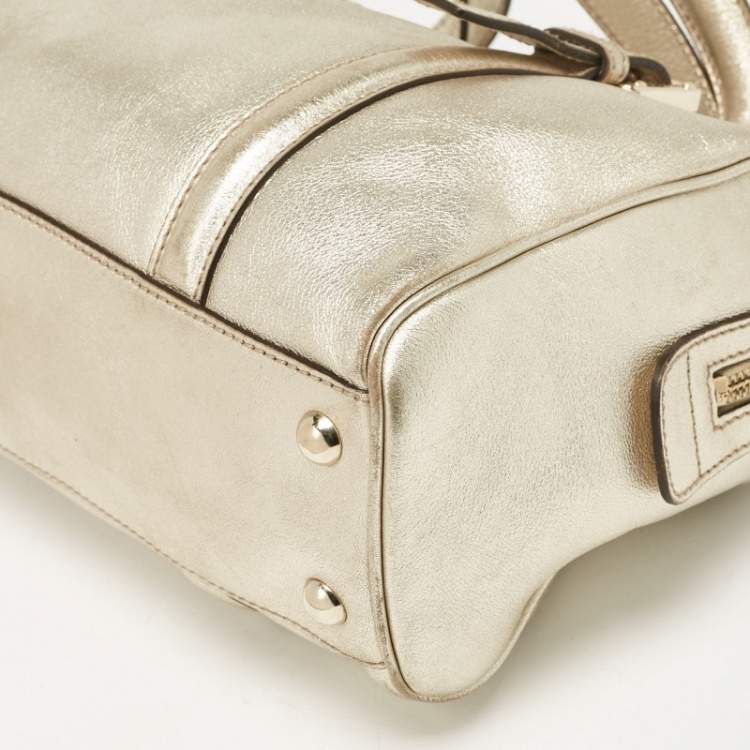 Pre Owned Gucci Gold Leather Britt Boston Bag