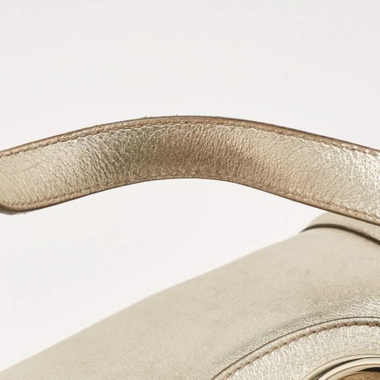 Pre Owned Gucci Gold Leather Britt Boston Bag