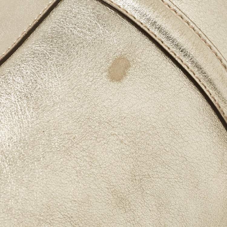 Pre Owned Gucci Gold Leather Britt Boston Bag