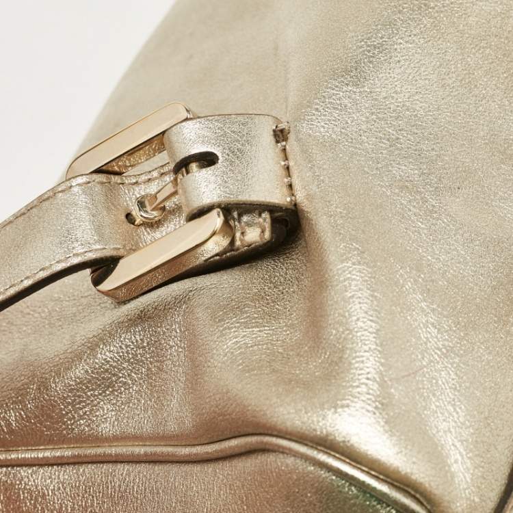 Pre Owned Gucci Gold Leather Britt Boston Bag