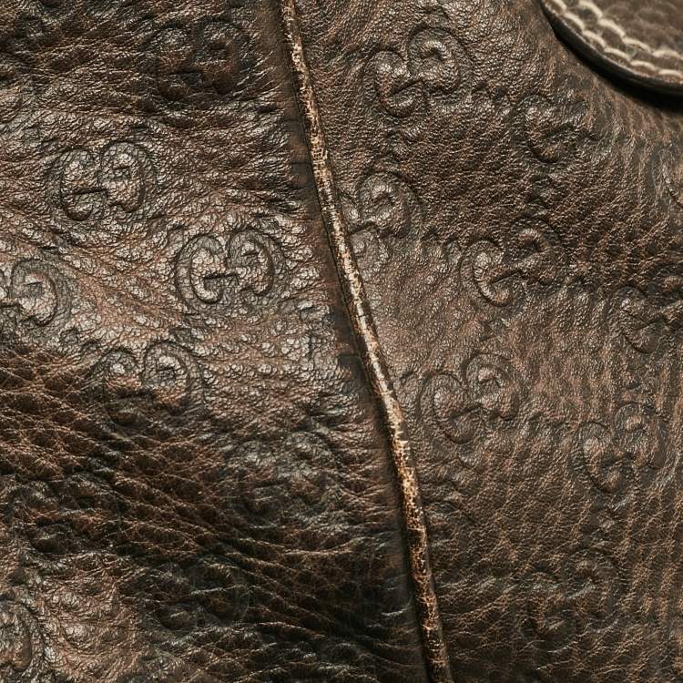 Pre Owned Gucci Dark Brown Guccissima Leather New Pelham Large Shoulder Bag