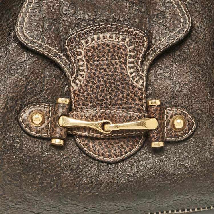 Pre Owned Gucci Dark Brown Guccissima Leather New Pelham Large Shoulder Bag