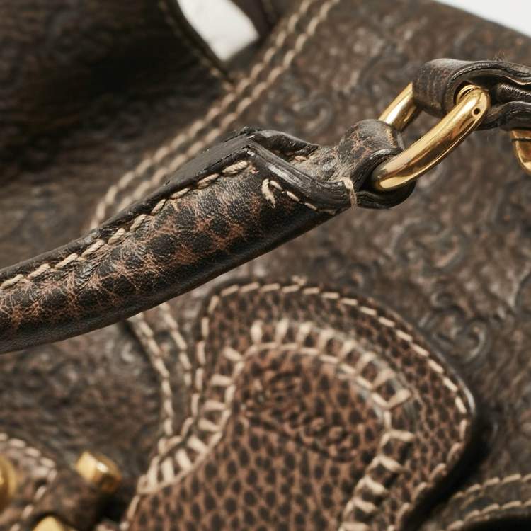 Pre Owned Gucci Dark Brown Guccissima Leather New Pelham Large Shoulder Bag