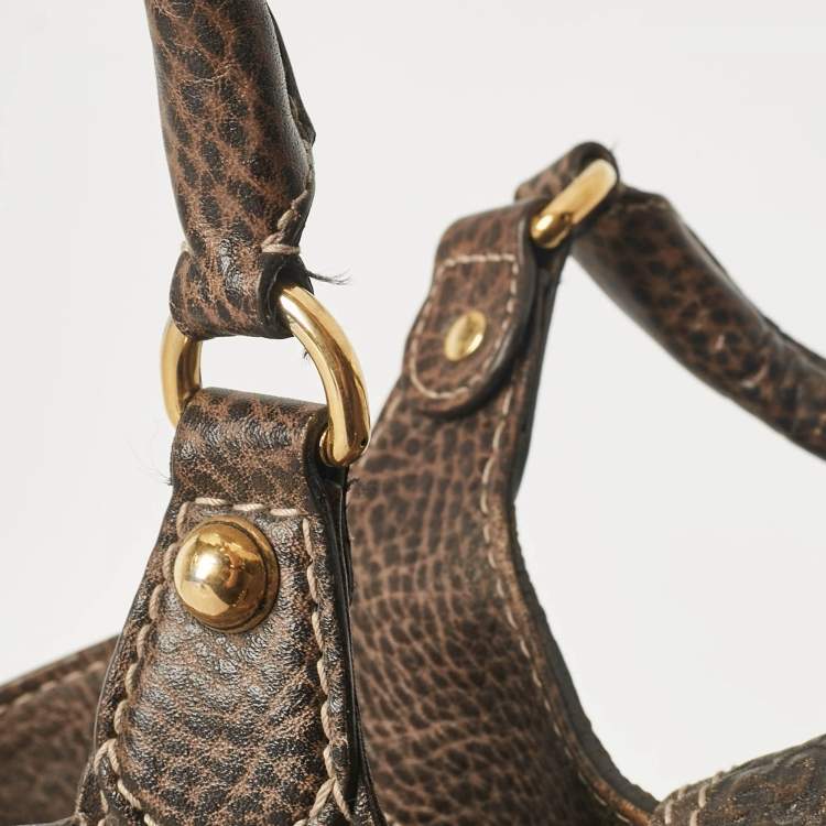Pre Owned Gucci Dark Brown Guccissima Leather New Pelham Large Shoulder Bag