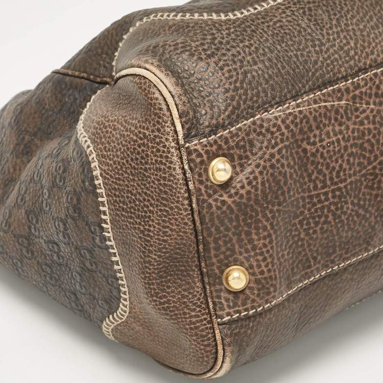 Pre Owned Gucci Dark Brown Guccissima Leather New Pelham Large Shoulder Bag