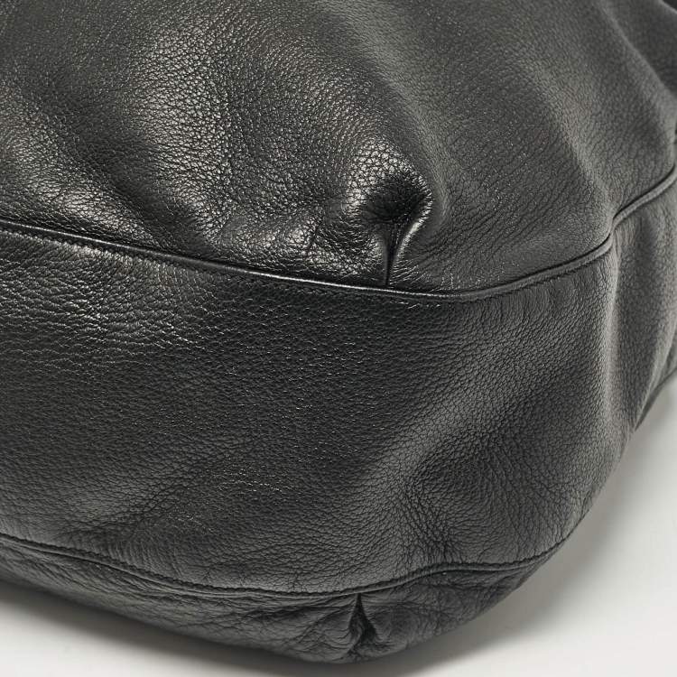 Pre Owned Gucci Black Leather and Crocodile Medium G Wave Hobo