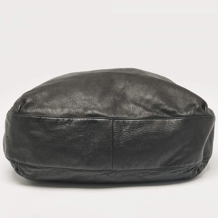 Pre Owned Gucci Black Leather and Crocodile Medium G Wave Hobo