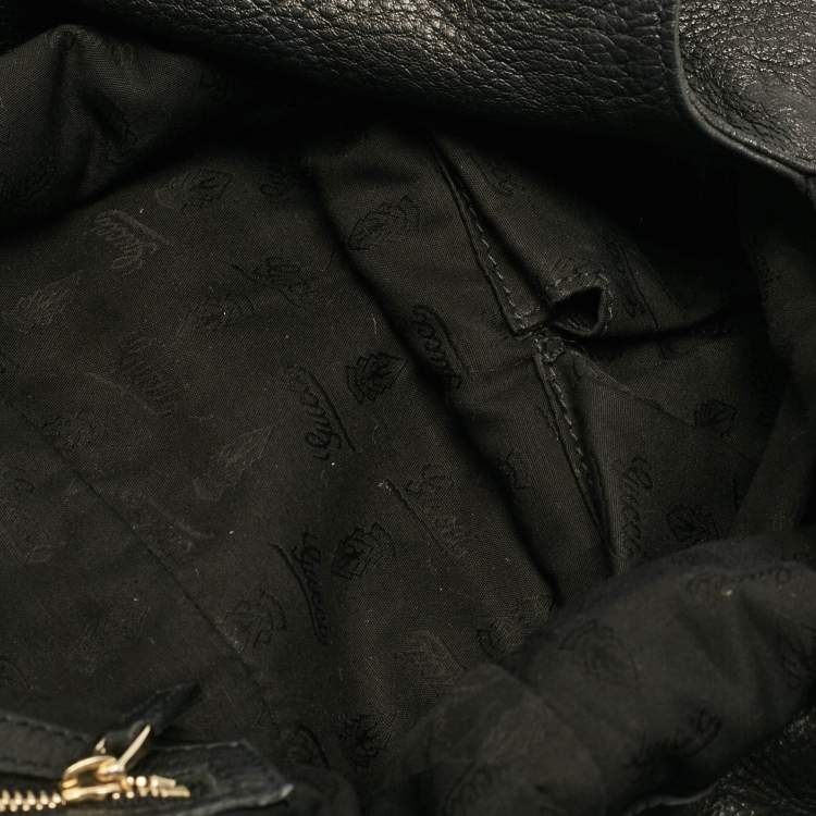 Pre Owned Gucci Black Leather and Crocodile Medium G Wave Hobo