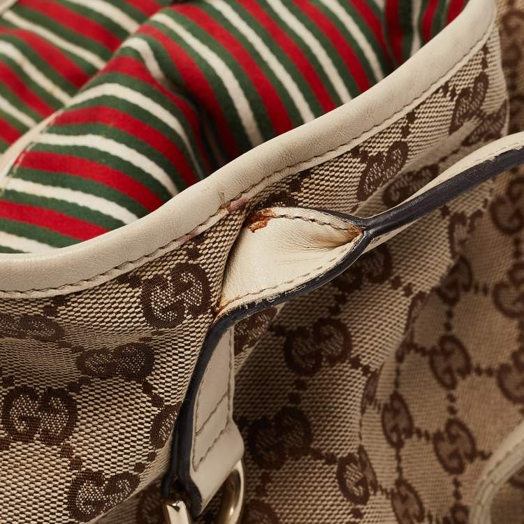 مملوكة مسبقًا Gucci Beige/Off White GG Canvas and Leather Britt Tote