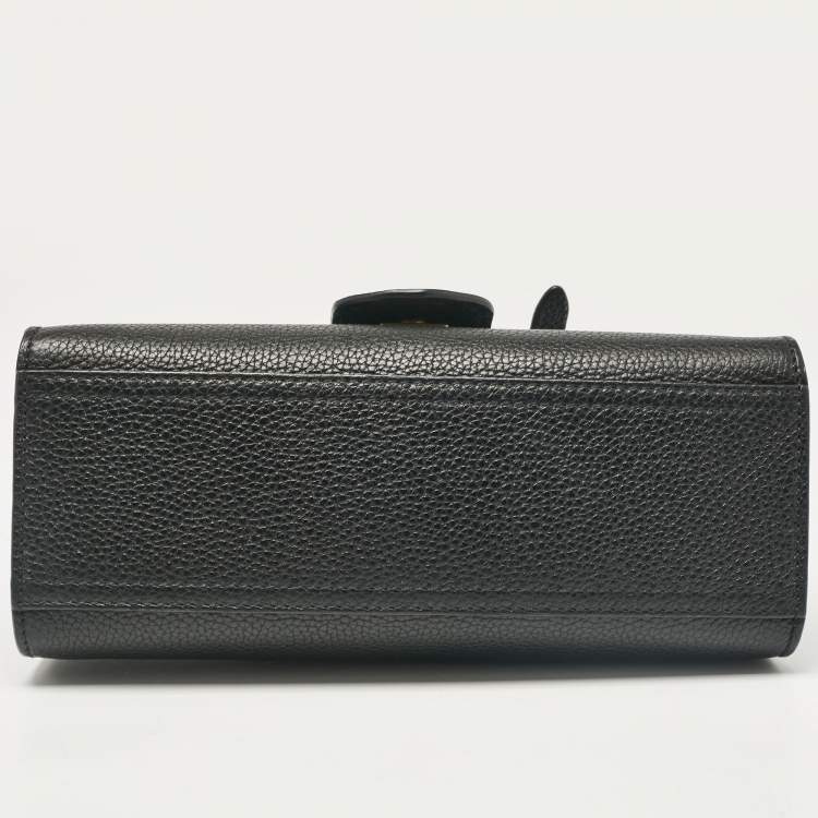 Pre Owned Gucci Black Leather Mini GG Marmont Top Handle Bag