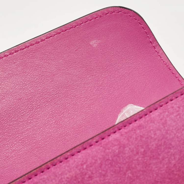 Pre Owned Gucci Pink Suede Crystals Horsebit Broadway Clutch