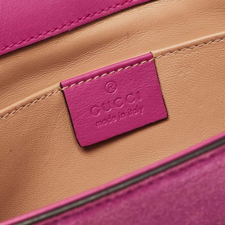 Pre Owned Gucci Pink Suede Crystals Horsebit Broadway Clutch