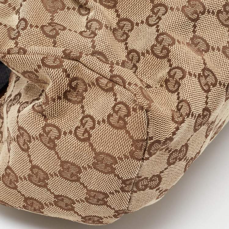 Pre Owned Gucci Beige GG Canvas Wooden Handle Satchel