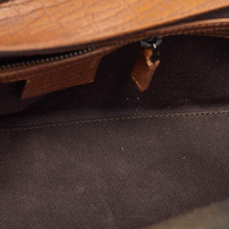 Pre Owned Gucci Beige GG Canvas Wooden Handle Satchel
