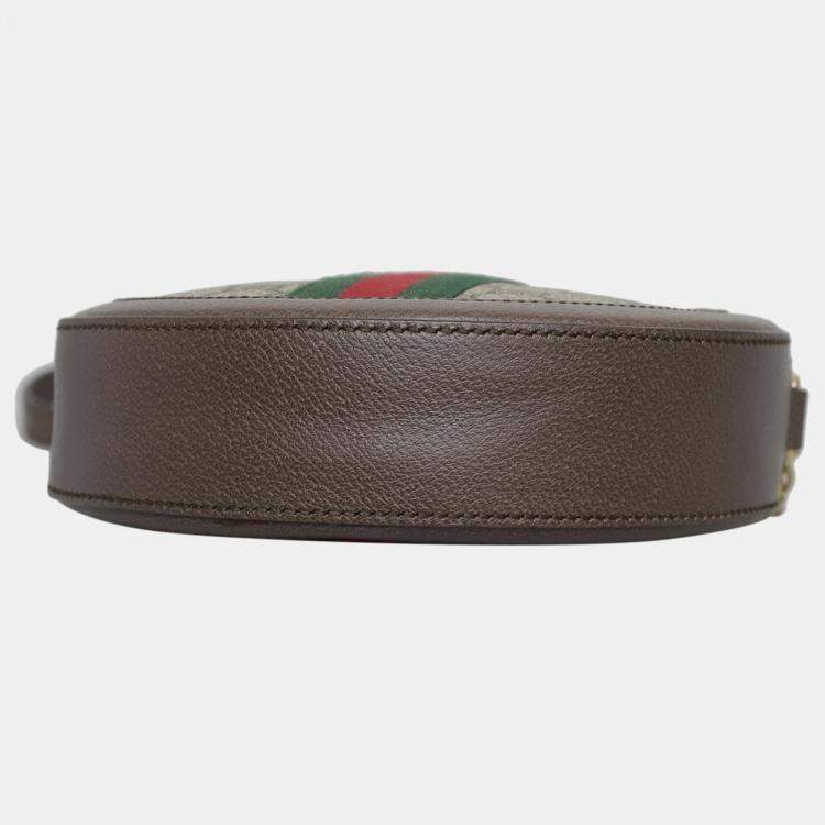 Pre Owned Gucci Brown GG Supreme Mini Ophidia Shoulder Bag