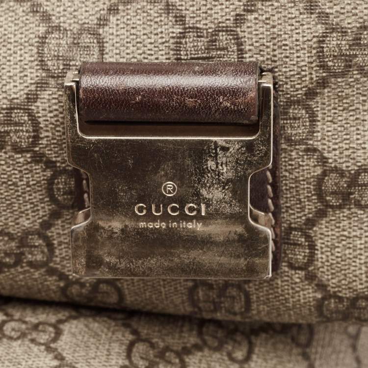 Pre Owned Gucci Beige/Brown GG Supreme Canvas and Leather Diaper Messenger Bag