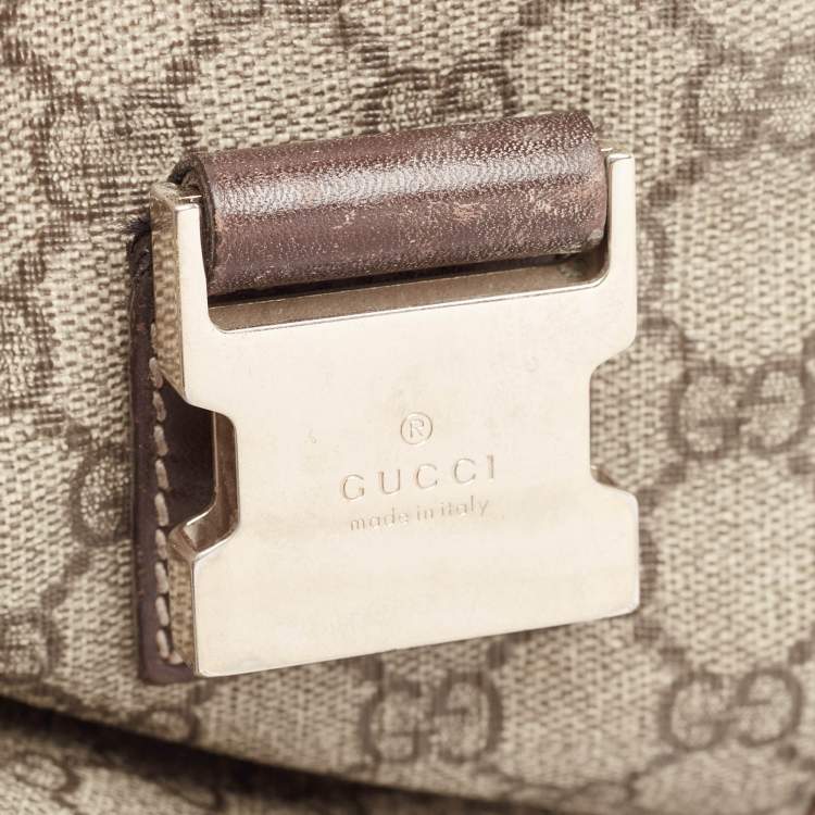 Pre Owned Gucci Beige/Brown GG Supreme Canvas and Leather Diaper Messenger Bag