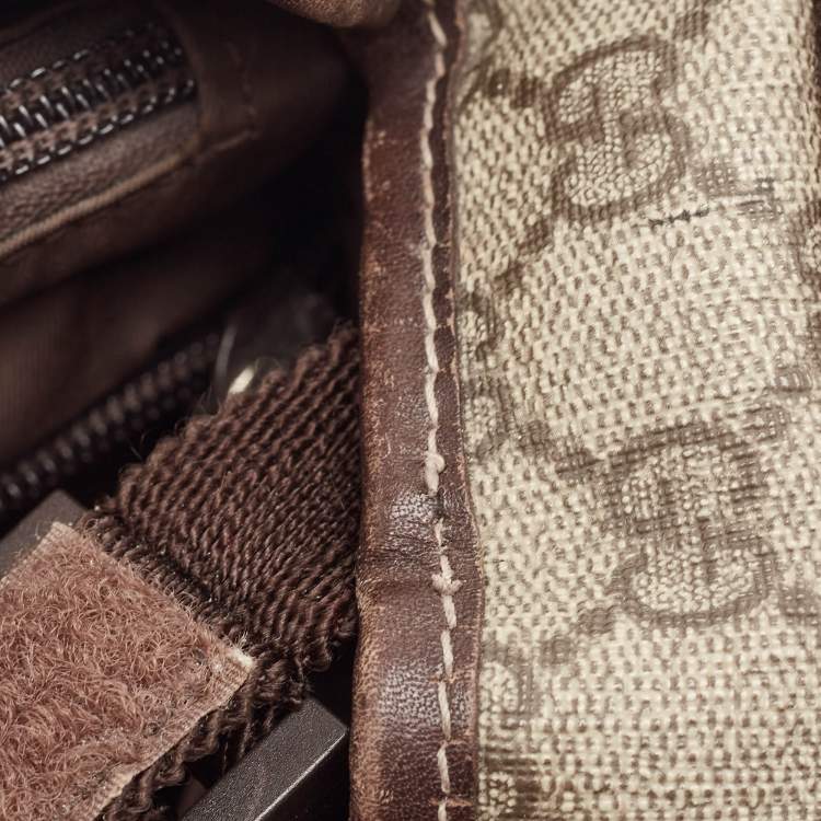 Pre Owned Gucci Beige/Brown GG Supreme Canvas and Leather Diaper Messenger Bag