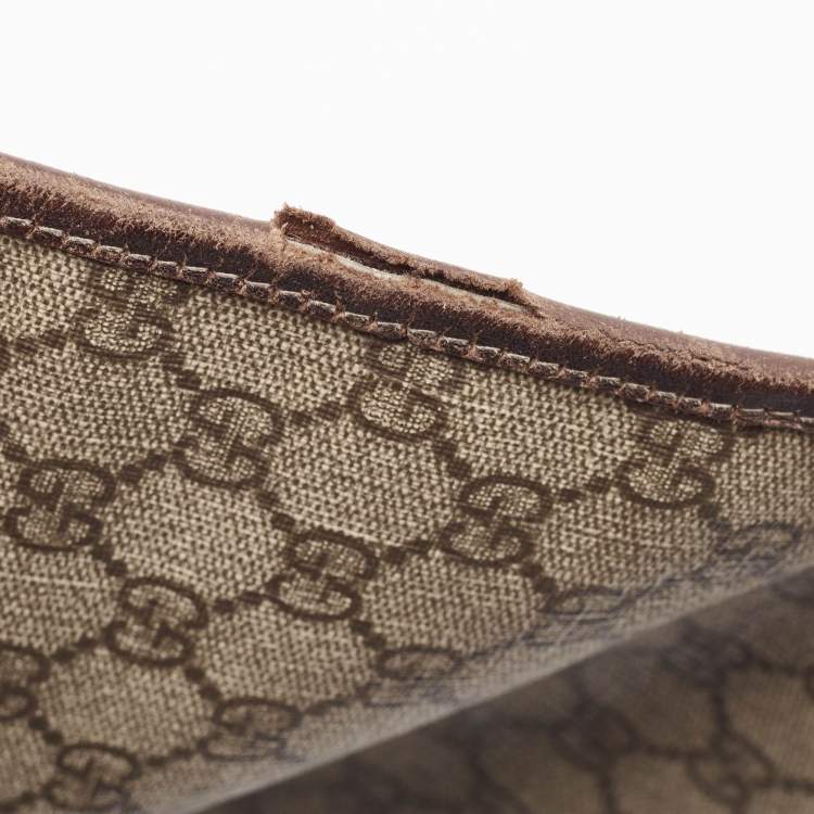 Pre Owned Gucci Beige/Brown GG Supreme Canvas and Leather Diaper Messenger Bag