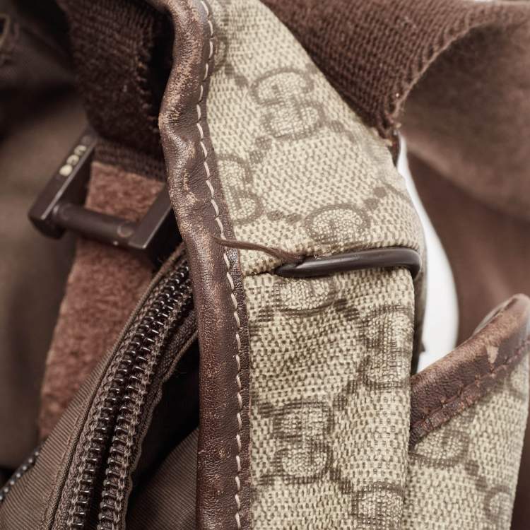 Pre Owned Gucci Beige/Brown GG Supreme Canvas and Leather Diaper Messenger Bag